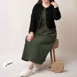 کت و سارافون زنانه مانتو پاییزه ست دو تیکه مخمل کبریتی