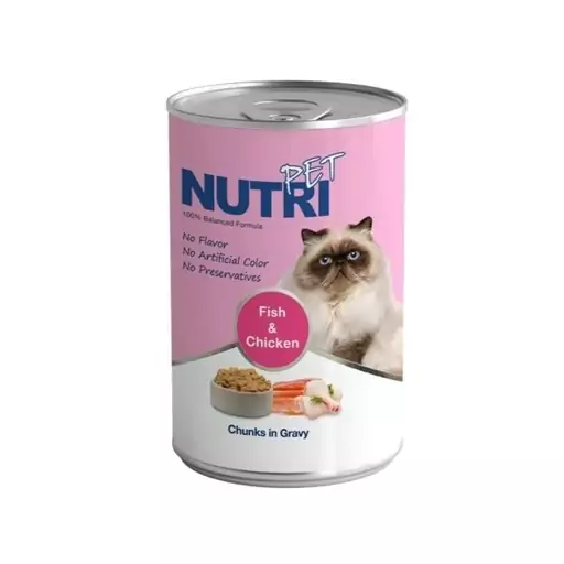 کنسرو مخصوص گربه، حاوی مرغ و ماهی nutri pet نوتری پت