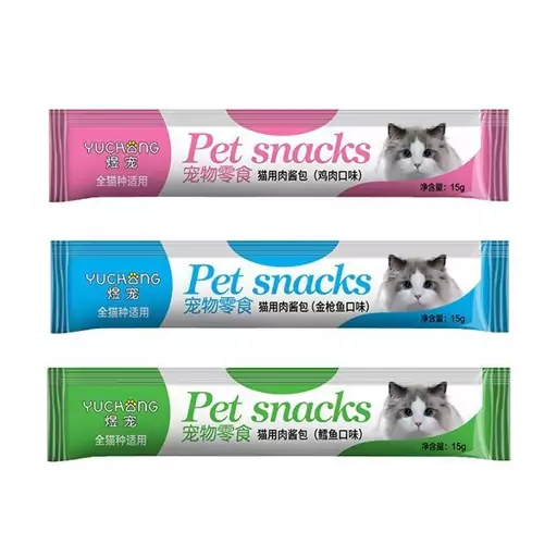 بستنی گربه Pet Snacks مدل تن ماهی و ماهی کاد با مرغ مجموعه 3 عددی