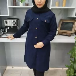 مانتو زنانه بلند مخمل کبریتی دانشجویی