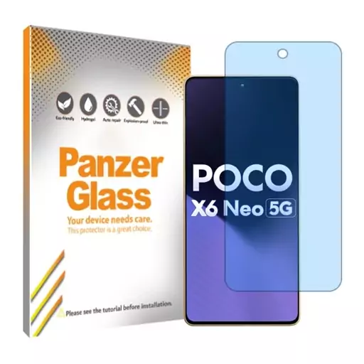 گلس موبایل شیائومی Poco X6 Neo ضد اشعه آبی هیدروژلی نشکن و مقاوم برند پنزرگلس