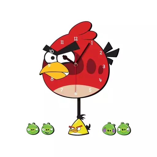 ساعت دیواری  کودک پاندول دار ژیوار مدل Angry birds کد 4