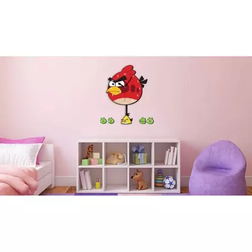 ساعت دیواری  کودک پاندول دار ژیوار مدل Angry birds کد 4