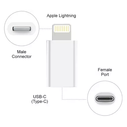 تبدیل تایپ C به لایتنینگ اپل مدل فلزی اورجینال