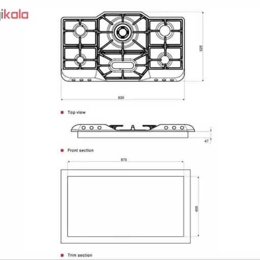 اجاق گاز صفحه ای استیل البرز مدل S-6901