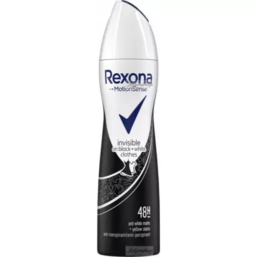 اسپری رکسونا ایتالیایی اورجینالrexona  invisible black and white 200 حجم 200 میلی لیتر مناسب بانوان 