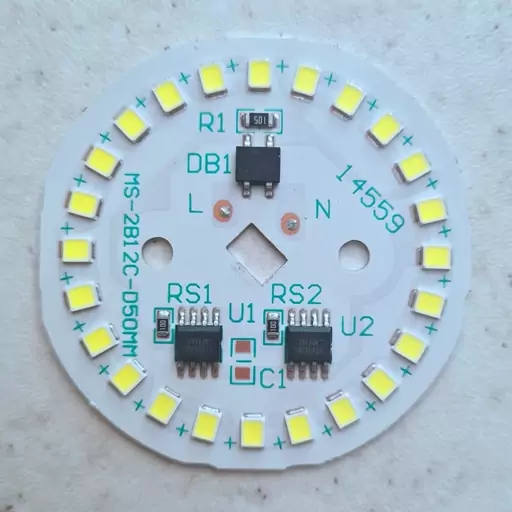 چیپ ال ای دی 20 وات ماژول دی او بی لامپی 220 ولت مستقیم رنگ سفید مهتابی مناسب جهت تعمیر لامپ  chip  dob 20w 220v MS