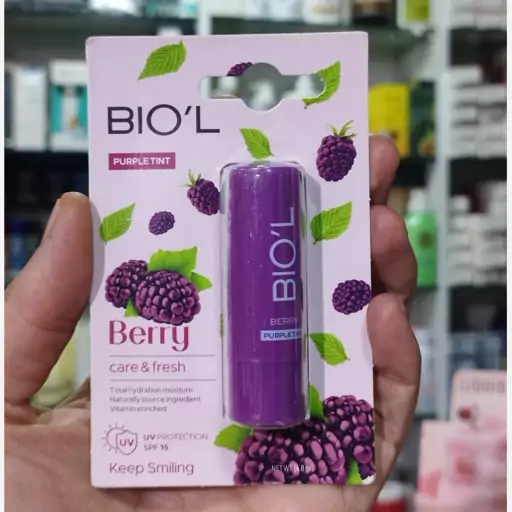 بالم لب نرم کننده رنگی توت بنفش بیول 4.8 گرم Biol Purple Tint Berry Lip Balm 4.8gr