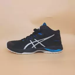 کفش والیبال و هندبال اسیکس وی سویفت ویتنام  asics vswift ff رنگ سورمه ای فیروزه ای سایز 45 و 46