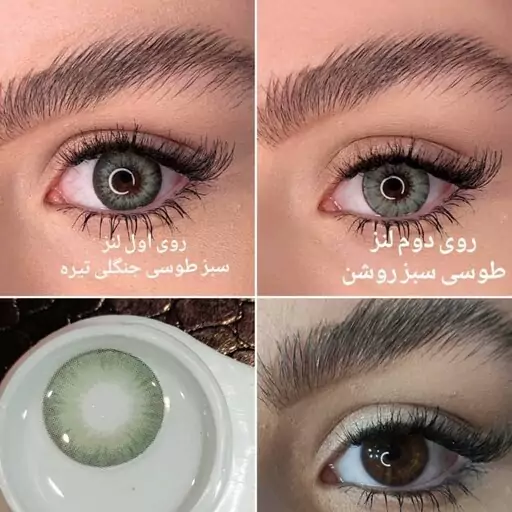 لنز دهب صابرین گری گرین Sabrin Gray Green رنگ طوسی سبز تیره دور دار  