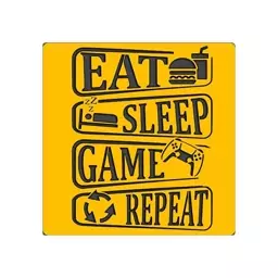 تابلو دیوارکوب دو لایه چوبی طرح eat game sleep repeat