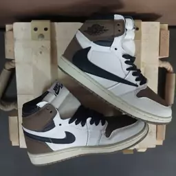 نایک ایر جردن 1 ساقدار تراویس قهوه ای nike air jordan 1 high