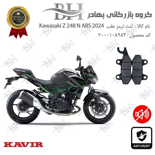 لنت دیسکی ترمز عقب موتور سیکلت کد 2009  مناسب برای کاوازاکی زد 250  Kawasaki Z 248 N ABS 2024کویر موتور