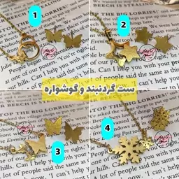 نیم ست طرح پروانه، برف، ستاره استیل گردنبد و گوشواره