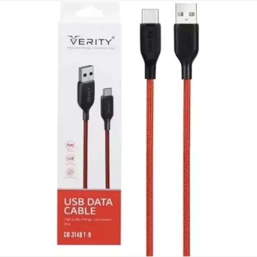 کابل شارژ و دیتا USB به USB-C وریتی مدلUSB DATA CABLE VERITY CB 3148 T-R طول 1 متر