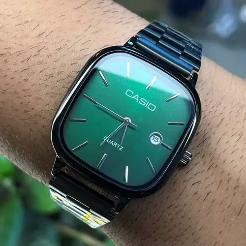 ساعت مچی مردانه مدل کاسیو اولد مانی CASIO مشکی صفحه سبز (تخفیف ویژه) کد 1602