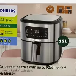 سرخ کن فیلیپس +9280 Philips سرخکن بدون روغن رژیمی 12 لیتری سبد جدا و بدنه و داخل استیل صفحه لمسی 8 برنامه ارسال رایگان