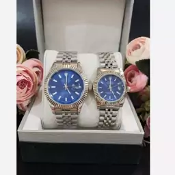 ساعت رولکس ست DATEJUST با کیفیت سیلور  صفحه آبی نفتی تاریخ دار