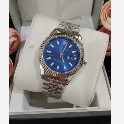 ساعت رولکس مردانه DATEJUST با کیفیت سیلور صفحه آبی نفتی تاریخ دار