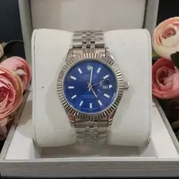 ساعت رولکس مردانه DATEJUST با کیفیت سیلور صفحه آبی نفتی تاریخ دار