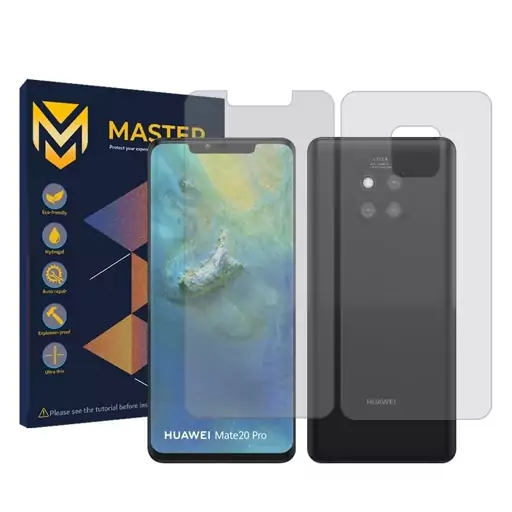 گلس پشت و رو  هوآوی Mate 20 Pro شفاف هیدروژلی خودترمیم برند Master
