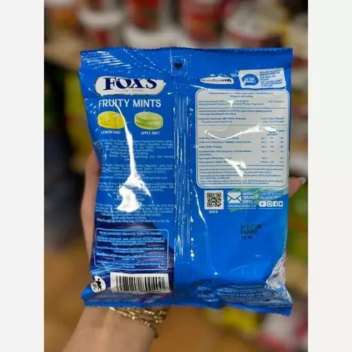 آبنبات پاکتی با طعم سیب و لیمو فوکس (foxs) 125 گرمی