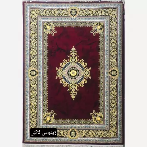 فرش ماشینی کاشان 700شانه100درصدآکرلیک تراکم2550طرح ژینوس لاکی6متری-ارسال رایگان-