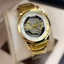 ساعت مچی مردانه کوارتز قلب باز پشت شیشه ای رولکس طرح بینبند دارای 6 ماه گارانتی موتور 2023 ROLEX 