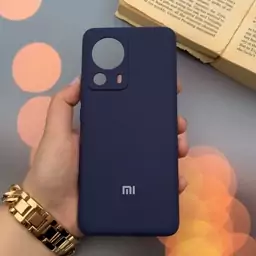 قاب گوشی Xiaomi 13 Lite شیائومی سیلیکونی پاک کنی اورجینال داخل پارچه ای محافظ لنز دار رنگ سرمه ای تیره کد 45161