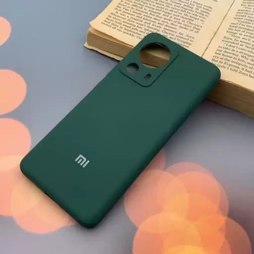 قاب گوشی Xiaomi 13 Lite شیائومی سیلیکونی پاک کنی اورجینال داخل پارچه ای محافظ لنز دار رنگ سبز کد 93017