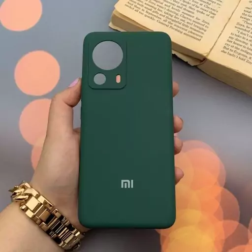 قاب گوشی Xiaomi 13 Lite شیائومی سیلیکونی پاک کنی اورجینال داخل پارچه ای محافظ لنز دار رنگ سبز کد 93017