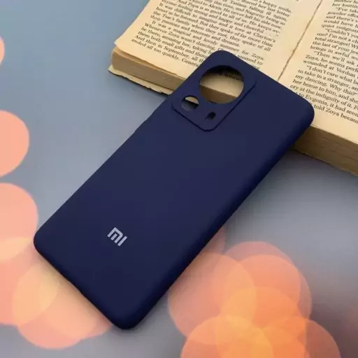 قاب گوشی Xiaomi 13 Lite شیائومی سیلیکونی پاک کنی اورجینال داخل پارچه ای محافظ لنز دار رنگ سرمه ای تیره کد 45161