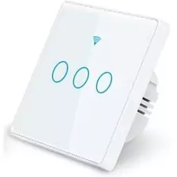 کلید سه پل هوشمند لمسی با قابلیت کنترل از طریق WiFi و ریموت 433MHz - قاب سفید