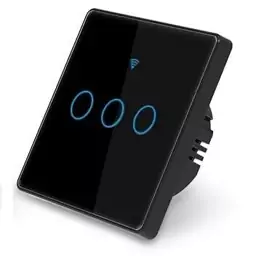 کلید سه پل هوشمند لمسی با قابلیت کنترل از طریق WiFi و ریموت 433MHz - قاب مشکی