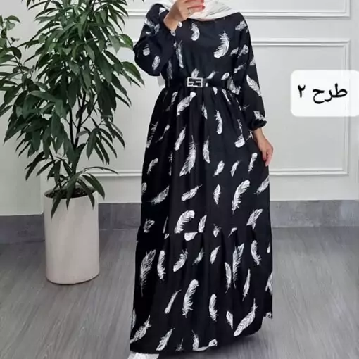 ارسال رایگان پیراهن ساحلی زنانه فلور سیاه سفید 7360