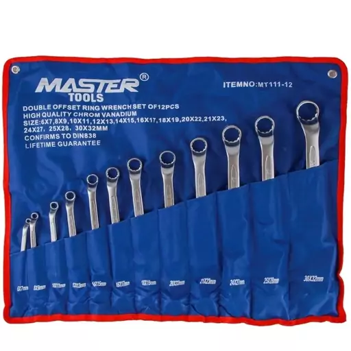 آچار دو سر رینگی مات  12 عددی MASTER TOOLS فولاد کروم وانادیوم  ارسال رایگان  مخصوص کارگاه و میکانیکی