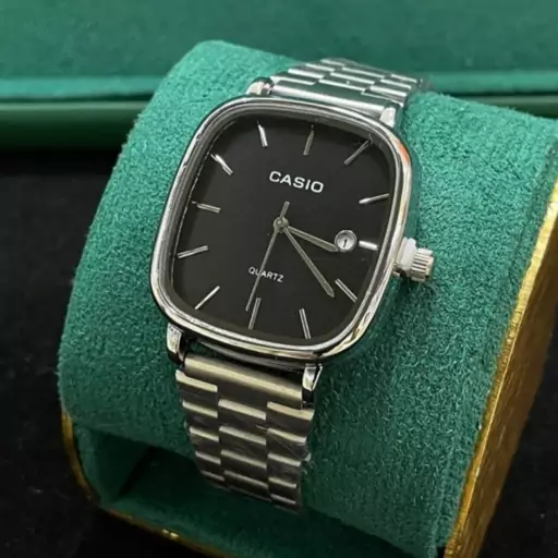 ساعت مچی مردانه مدل کاسیو اولد مانی CASIO نقره ای صفحه مشکی (تخفیف ویژه) کد 1615