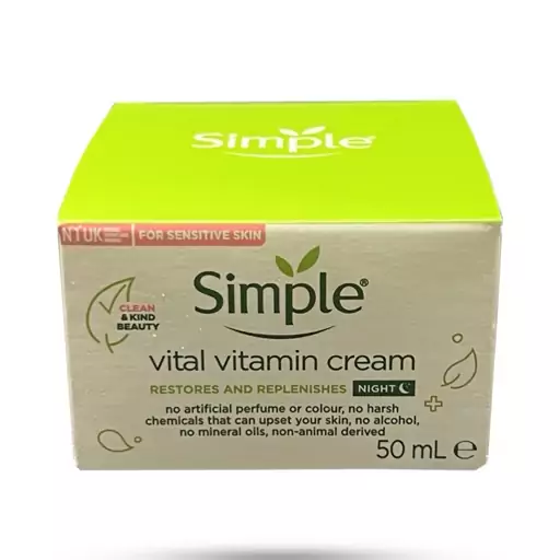 کرم شب سیmپل مدل vital vitamin برای پوست حساس حجم 50 میل