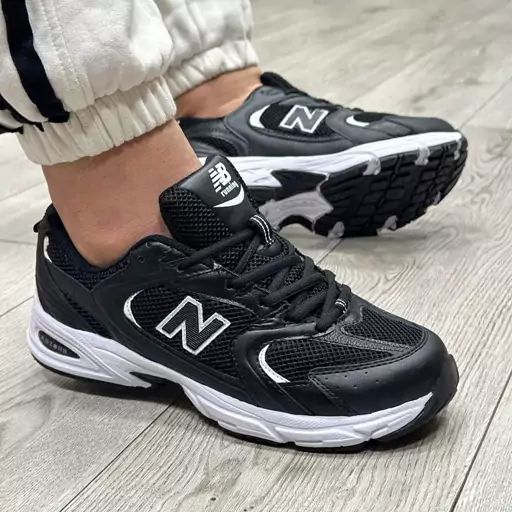 کتونی نیوبالانس 530 مشکی سفید مردانه زنانه رویه بافت- 530 new balance کد 6768