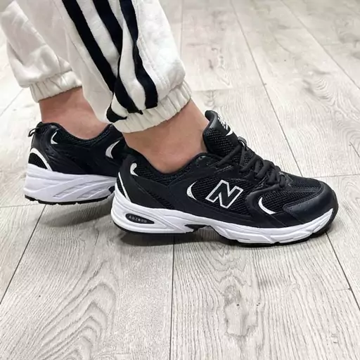 کتونی نیوبالانس 530 مشکی سفید مردانه زنانه رویه بافت- 530 new balance کد 6768