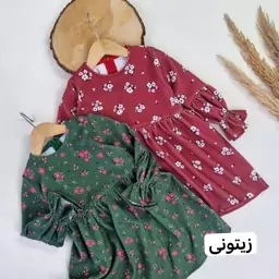 پیراهن دخترانه یلدایی سایز 40 تا 55 جنس مخمل کبریتی 