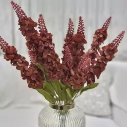 گل مصنوعی شب بو بوته ای وارداتی رنگ زرشکی جنس پارچه ای وارداتی