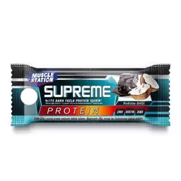 پروتئین بار کرانچی سوپریم با مغز نارگیل و شکلات تلخ (40 گرم) supreme muscle station

