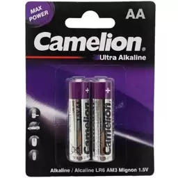 2 عدد باتری قلمی اولترا آلکالاین کملیون کارتی Camelion Ultra alkaline با 9 برابر ظرفیت بیشتر - باطری