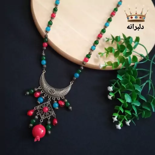 رومانتویی گردنبند گوشواره ست سنتی دستساز با کریستال های سنگی اکسسوری زنانه زیورآلات زنانه دخترانه بدلیجات 