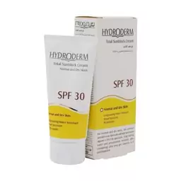 کرم ضد آفتاب بی رنگ هیدرودرم مناسب پوست های معمولی و خشک spf30 حجم 50 میل