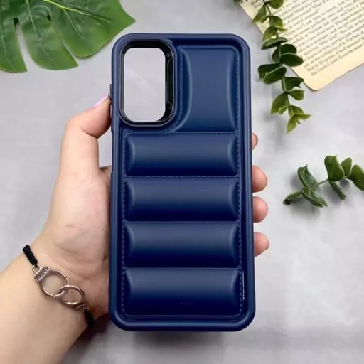 قاب گوشی Galaxy A14 4G / Galaxy A14 5G سامسونگ پافری Solid Case سیلیکونی متال برجسته اسپرت سرمه ای کد 96044