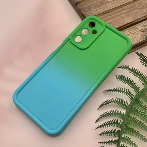 قاب گوشی Galaxy A05S سامسونگ سیلیکونی Solid Case آبرنگی طیفی محافظ لنزدار سبز آبی کد 86889