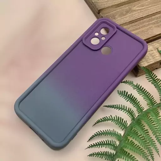 قاب گوشی Redmi 12C / Poco C55 / Redmi 11A شیائومی سیلیکونی Solid Case آبرنگی طیفی محافظ لنزدار بنفش خاکستری کد 47267