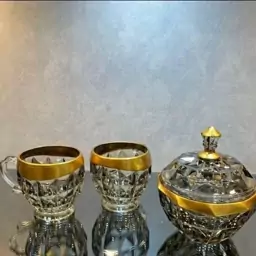 فنجان و قندان اکومارین شامپاین لبطلا مات 